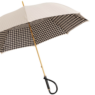 Ivory acetate handle handmade Italian polyester umbrella side view
