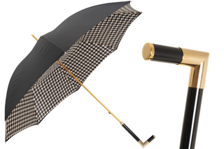 Paris black acetate handle manual handmade Italian umbrella front view