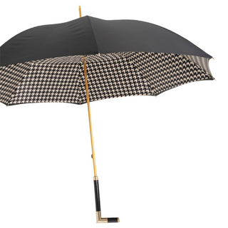 Paris black acetate handle manual handmade Italian umbrella side view