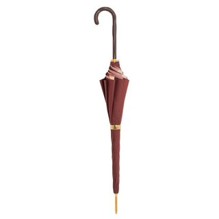 Flowered burgundy handmade Italian leather handle umbrella close-up