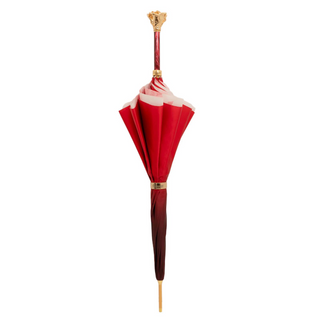 Gold rose handmade Italian luxury gold gilt handle umbrella close-up