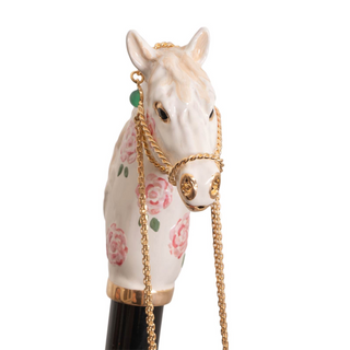 Designer pink enameled brass handmade Italian umbrella detail