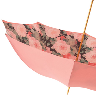 Designer pink enameled brass handmade Italian umbrella top view