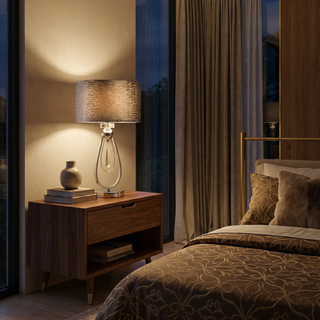 Crystal Table Lamp – Elegant Flannel Lampshade with Teardrop Design for Bedroom