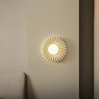 French G9 resin wall lamp in hallway — soft ambient sconce