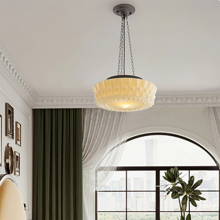 Suspension vintage – Lampe à suspendre ronde blanche réglable pour îlot de cuisine