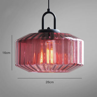 Mid Century Pendant Light – Striped Glass Lamp with E27 Bulb Base for Living Room