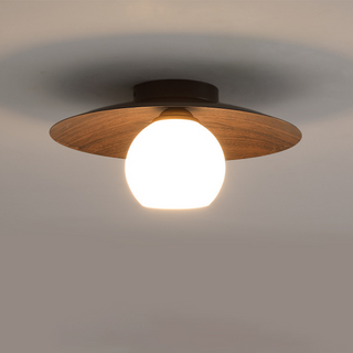 Modern natural wood bedroom ceiling fixture, warm glow LED