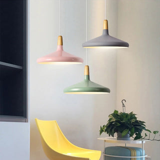 Suspension conique en métal coloré - Luminaire moderne avec cordon réglable