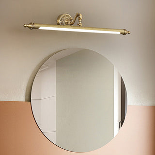 Vintage gold metal bathroom LED wall lamp angle — vanity