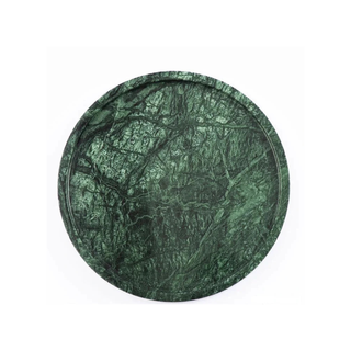 marble storage tray earthworks round green minimalist handcrafted stone tray front view
