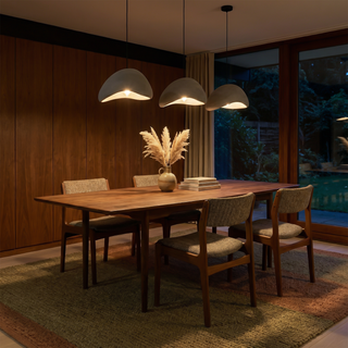 Designer Pendant Lamp – Nordic White Resin Dome with Soft Ambient Lighting