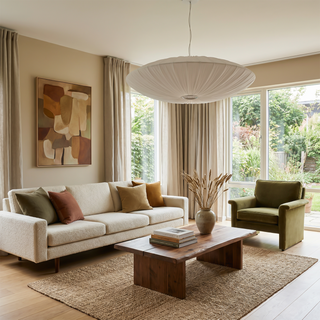 Pleated Silk Pendant – Adjustable Cable Light with Soft Ambient Glow