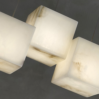 Lámpara colgante geométrica moderna – Lámpara de techo artística con pantalla de alabastro blanco