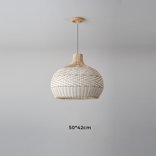 Suspension en rotin – Lampe suspendue tissée à la main avec câble de suspension réglable