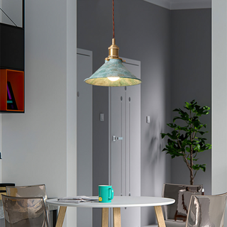 Vintage industrial pendant — brass and oxidized metal