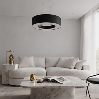 Lustre noir minimaliste – Plafonnier moderne | Éclairage élégant pour le salon