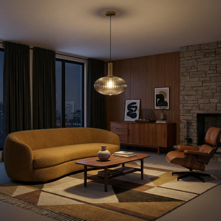 Colorful Suspension Light – Glass Pendant Lamp with Adjustable Height & Gold Base Canopy