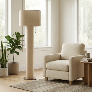 Fabric Floor Lamp – Modern Metal Wabi Sabi Lamp with Soft LED Lighting