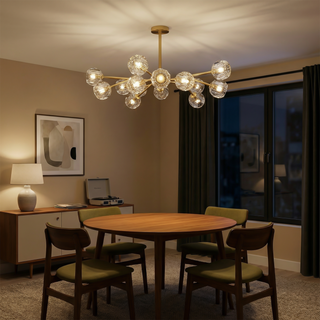 Celestial Ceiling Light – Elegant Copper Crystal Fixture with Warm LED Lighting
