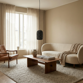 Vintage Pendant Light - Industrial Pendant Lamp with Cement Lampshade & Warm LED