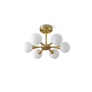 LED Hanging Ceiling Light – White Glass Chandelier With Milky Spheres Elegant Design