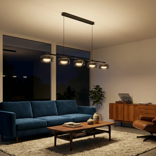 Industrial Ceiling Light – Modern Linear Pendant Light With Smoked Glass Shades