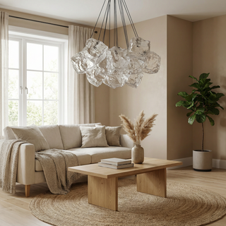 Modern Glass Pendant Light – Elegant Dining Room Lighting with Remote Control