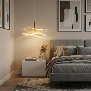 Modern LED Pendant Light – Scandinavian Gold Lampshade With Soft Ambient Lighting