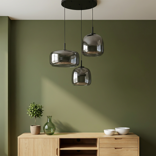 Gray Pendant Light – Modern LED Hanging Lamp With Adjustable Height