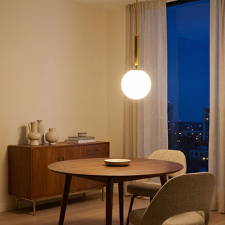 Modern Pendant Lamp – Metal Pendant Light with Opal Glass Sphere | Lumavera Lighting