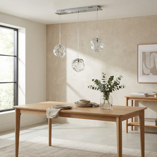 Clear Glass Pendant Light – Modern Ambient Dining Light With Adjustable Cord