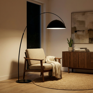 Black Metal Floor Lamp – Modern Adjustable LED Lighting for Living Room Ambiance