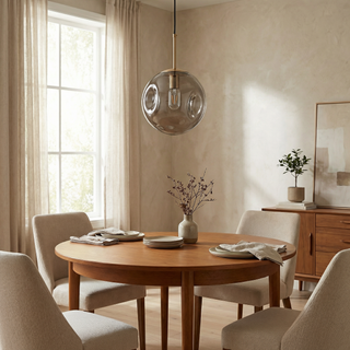 Nordic Glass Pendant Lamp – Cord Pendant Light with Grey Brown Lampshade
