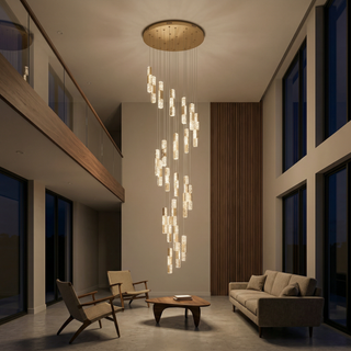 Lustre Moderne en Cristal – Suspension Élégante pour Salon avec Éclairage LED Intégré