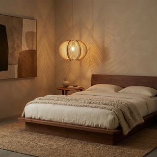 Nordic Wooden Pendant Light – Scandinavian Pendant Lamp with LED Cord Suspension