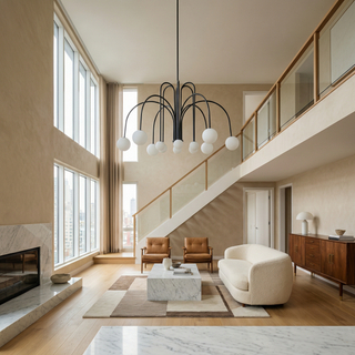 Modern Wrought Iron Chandelier | Italian Design Sculptural Lighting Fixture