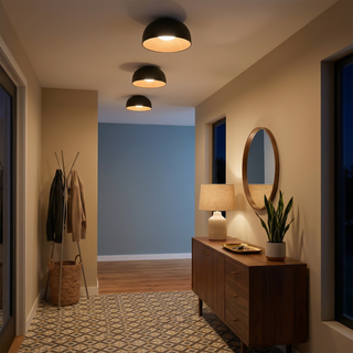 Modern Ceiling Light – Black Metal & Wood Dimmable LED Fixture by Lumavera