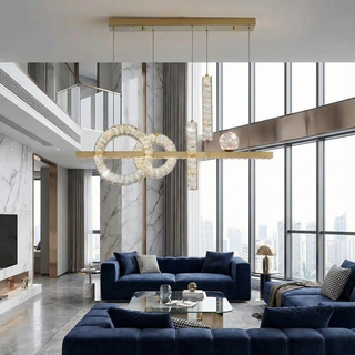 Modern Crystal Chandelier – Elegant Dimmable Lighting for Living Room Ambiance