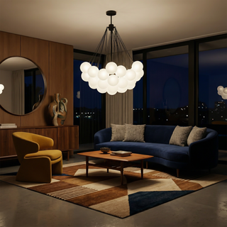 LED Pendant Light – Modern Chandelier with Glass Balls | Adjustable Height
