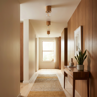 Plafonnier en bois naturel – Luminaire en bois minimaliste avec éclairage d'ambiance réglable