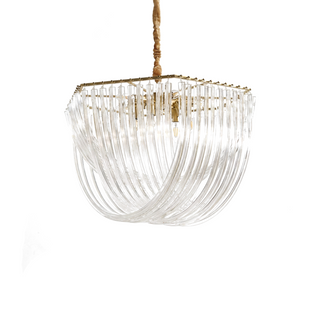 Modern Glass Chandelier – U-Shaped LED Dimmable Ceiling Light for Living Room Lighting