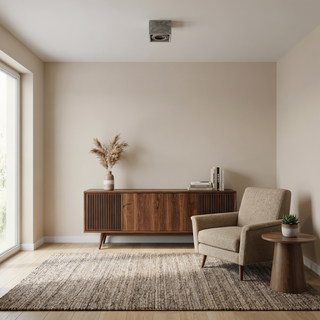 Plafonnier en béton gris – Luminaire industriel compact et minimaliste pour plafonds bas