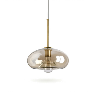 Scandi Pendant Light – Adjustable Nordic Glass Lamp with Soft Ambient LED Lighting