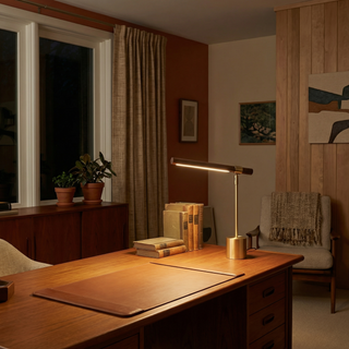 Bamboo Bedside Lamp – Minimalist LED Table Lamp with Iron Base & Warm Light