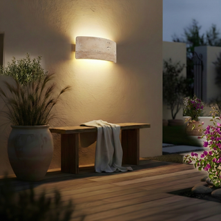Stone Wall Sconce – Natural Stone Outdoor Wall Light for Covered Terrace