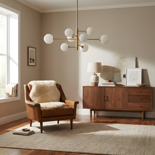 Gold Pendant Lamp – Adjustable Height Metal Pendant Light With LED Lighting