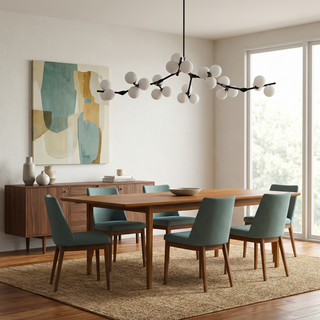 Nature Globe Chandelier – Modern Suspension Light With Adjustable LED Warm Ambient Lighting