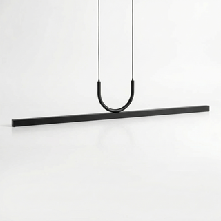 Contemporary Pendant Light – Adjustable Suspension Black Finish LED Lighting