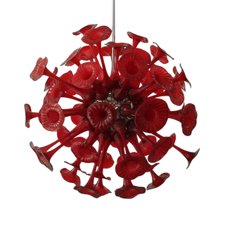 Red Glass Chandelier – Handcrafted Blown Glass Lighting | Elegant Ceiling Light